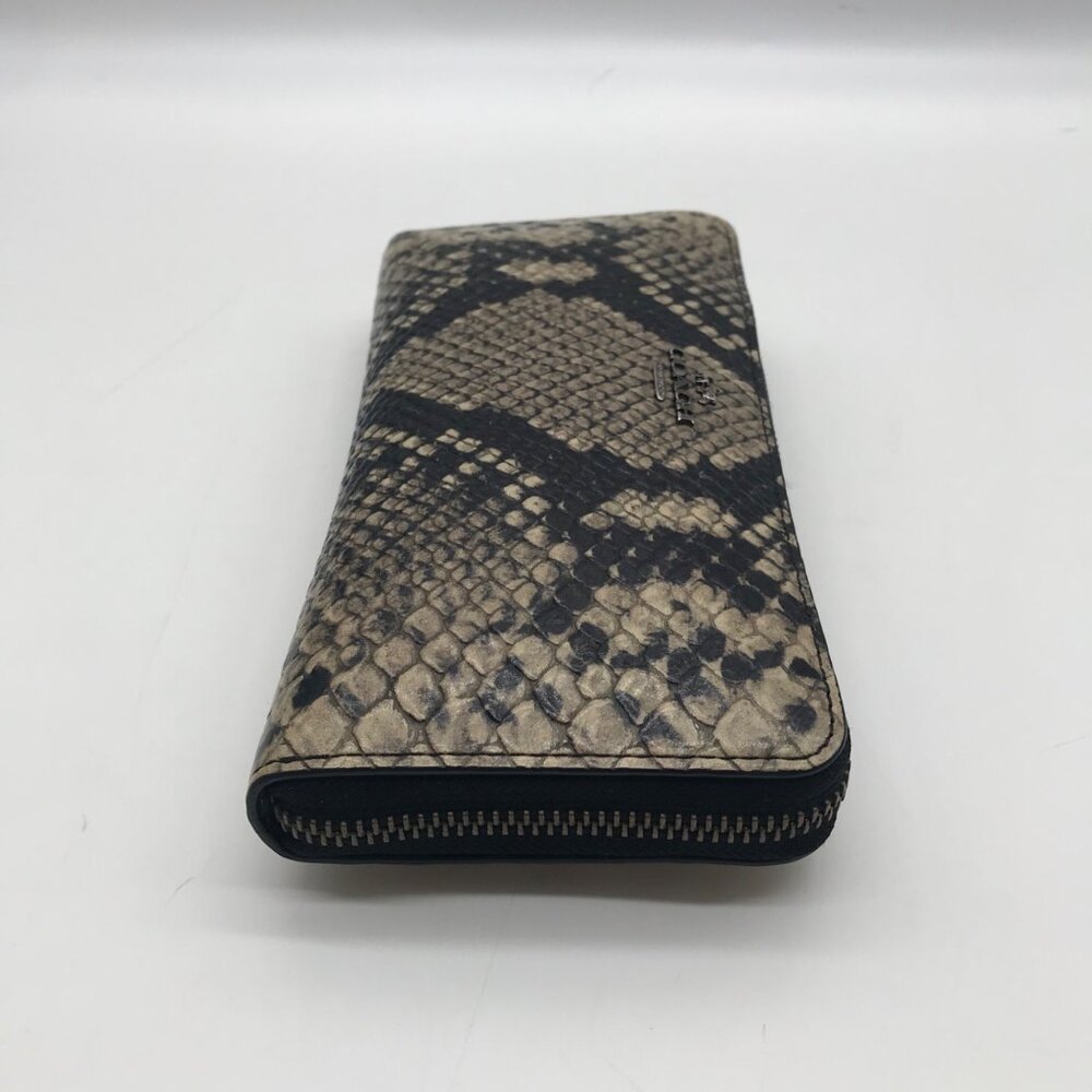 Coach Beige Python Embossed Leather Accordion Zip… - image 3